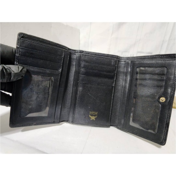 Authentic MCM Vintage Calfskin Embellished Card Holder/Wallet Black - Picture 6 of 11